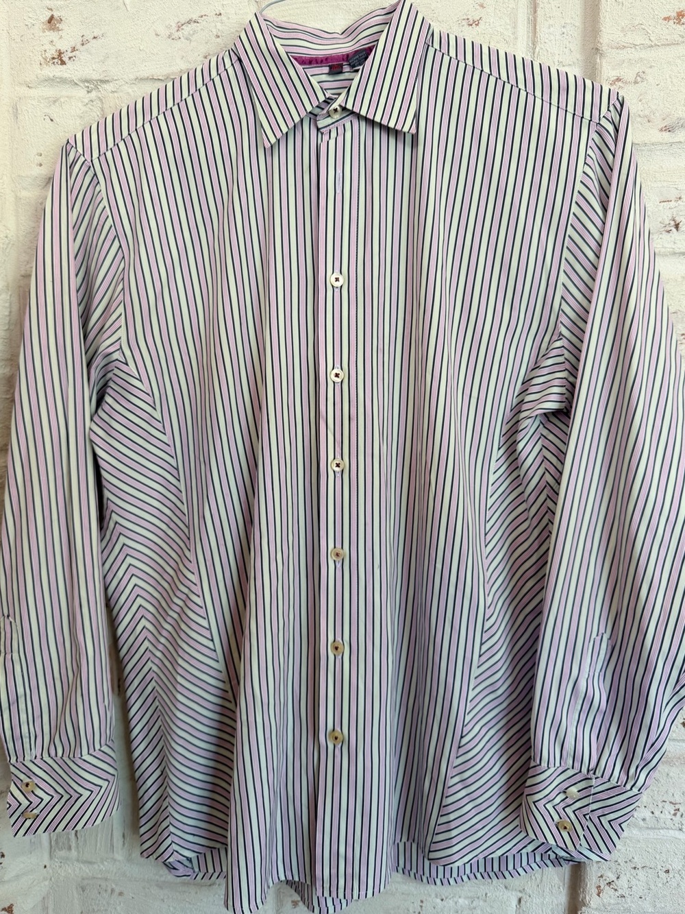 Haupt Germany Striped Button Down Shirt Men’s 16.5 / 42 Cotton Two Ply